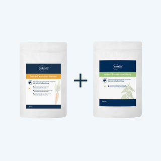 Spare im Bundle: leckerli Karotten-Herzen horse 1,2 kg und Brennnessel-Honig horse 2 kg