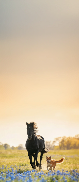 Ein schwarzes Pferd rennt